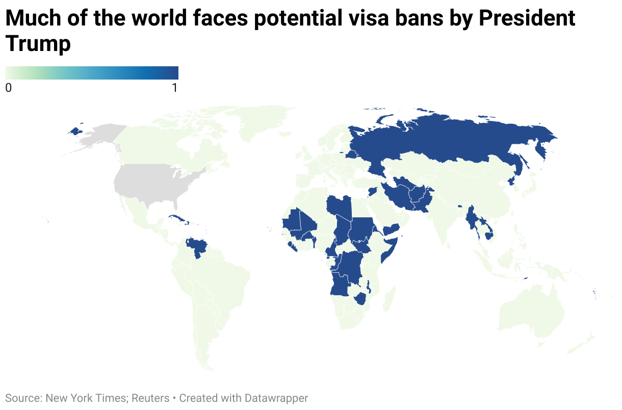 Countries facing potential immigration ban