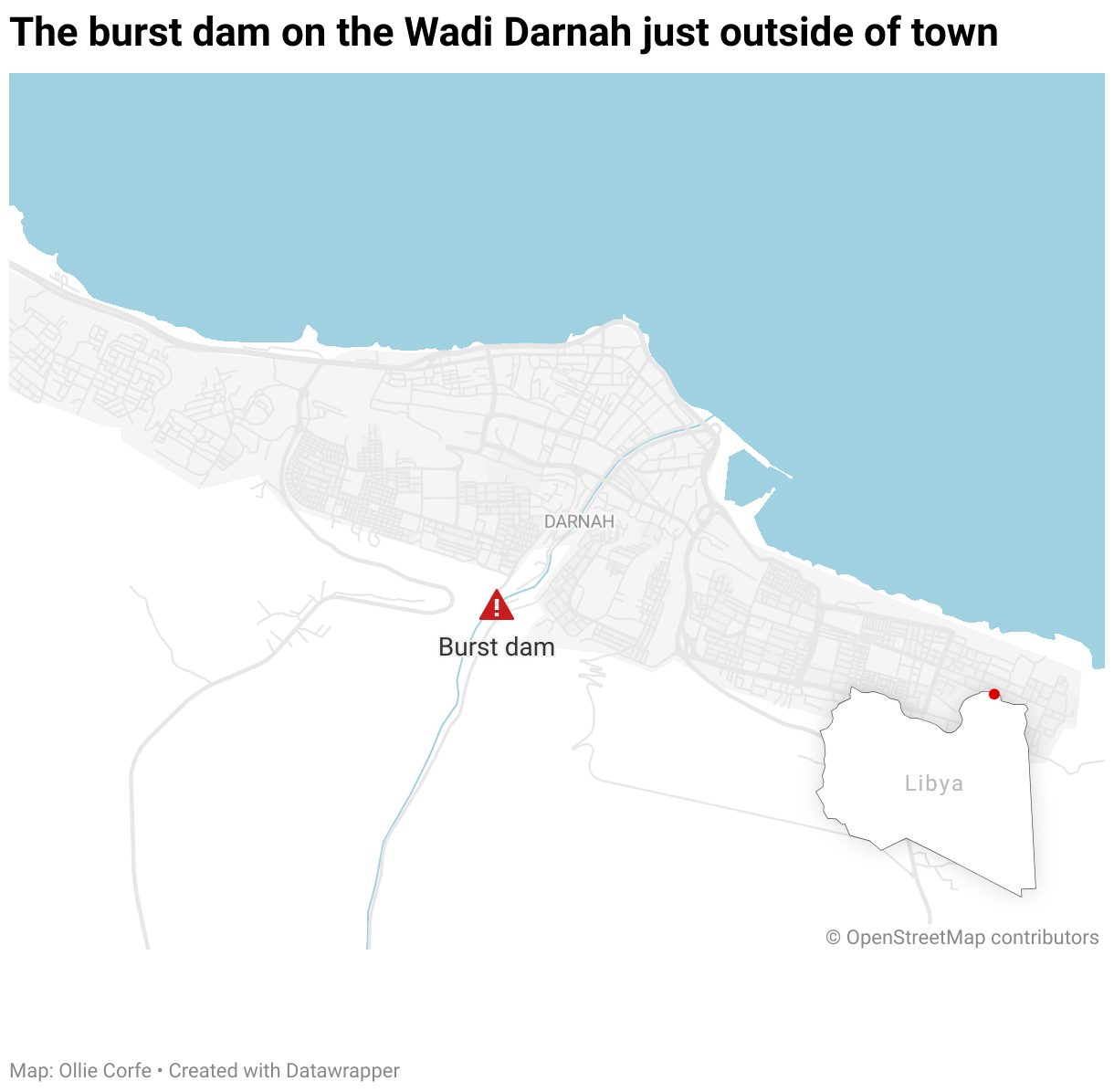 Derna dam map.