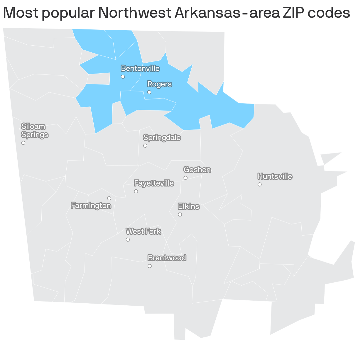 Most popular Northwest Arkansas-area ZIP codes