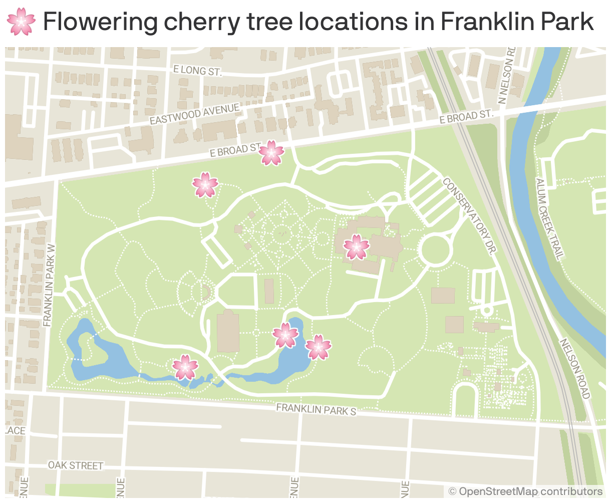 🌸 Flowering cherry tree locations in Franklin Park