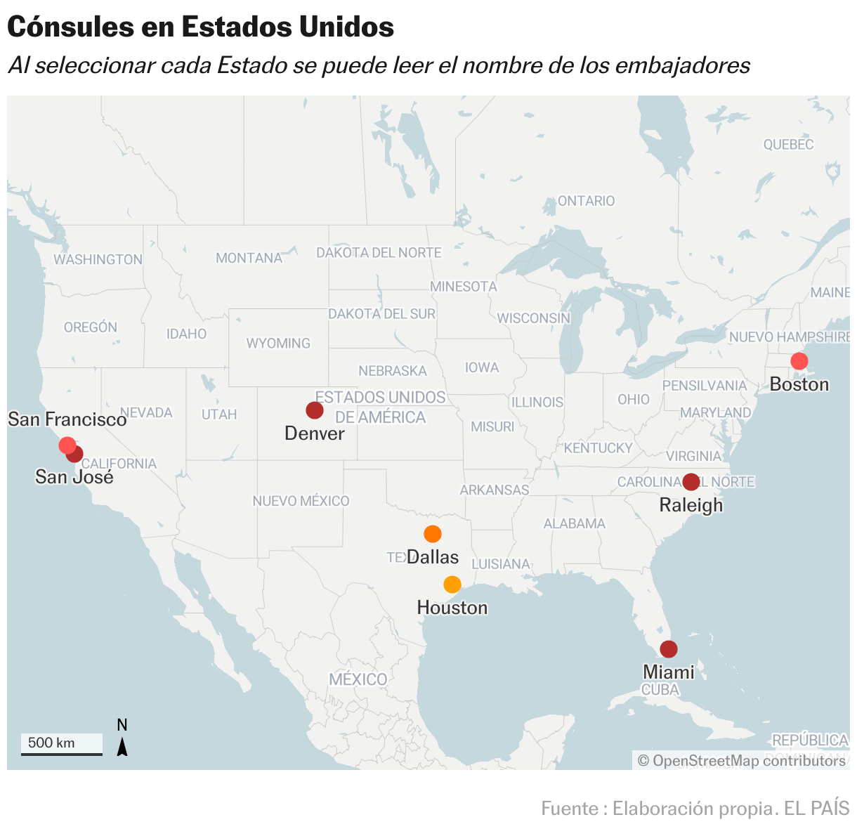 Consuls in the United States (location maps)