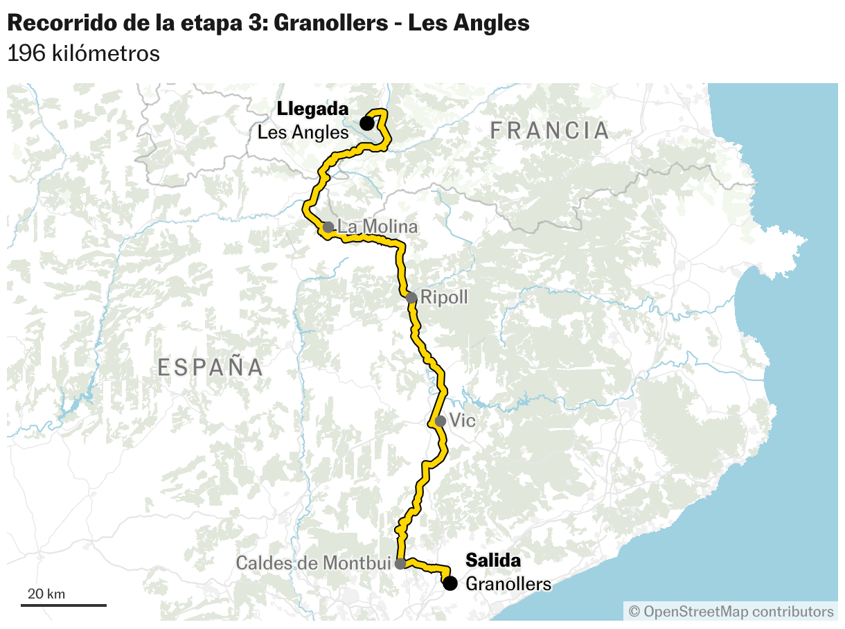 Etapa 3: Granollers - Les Angles (Mapas de ubicación)