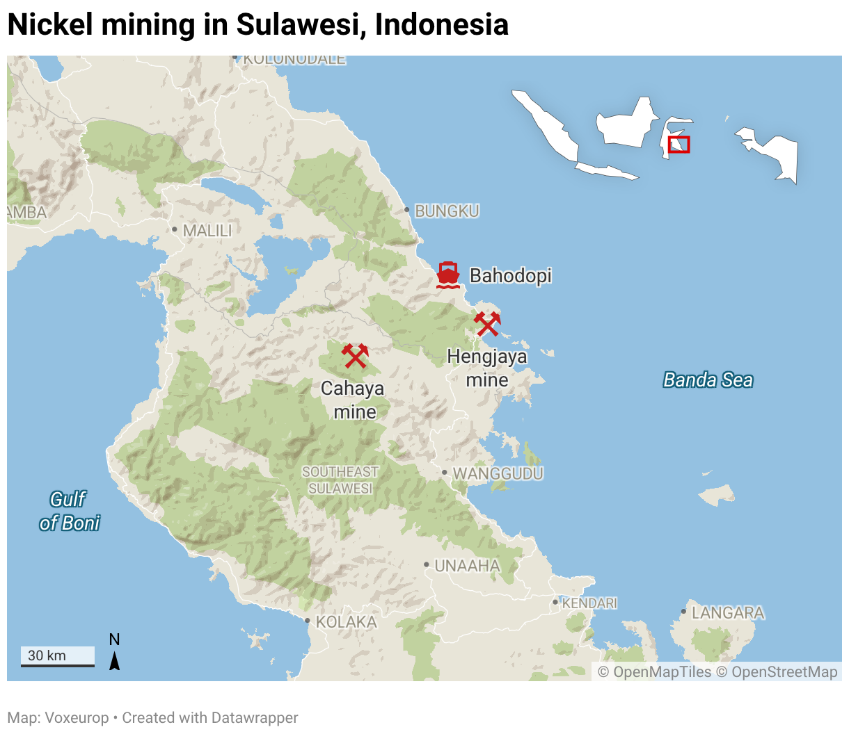 Nickel mining in Sulawesi, Indonesia (Locator map)