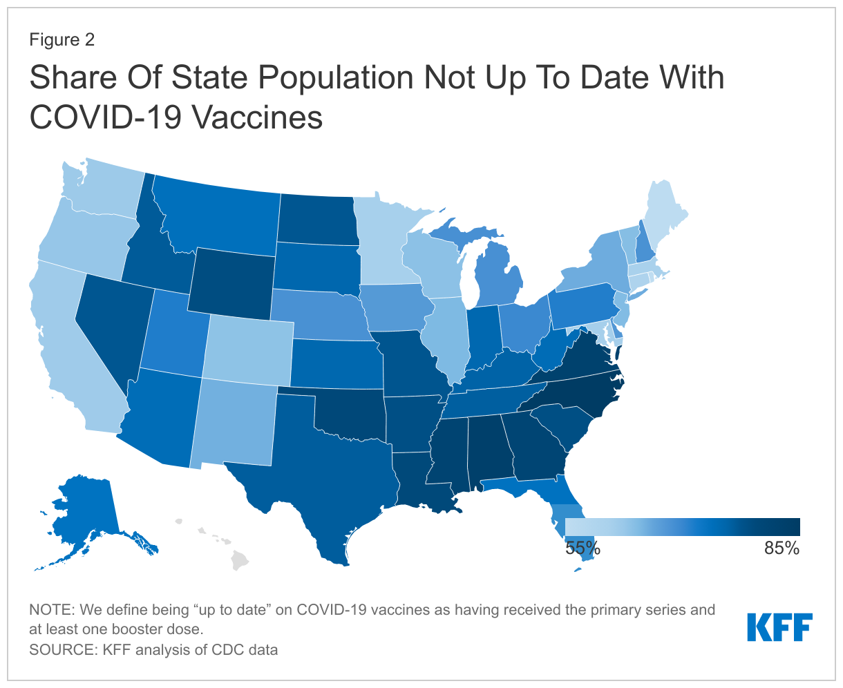 Share Of State Population Not Up To Date With COVID-19 Vaccines