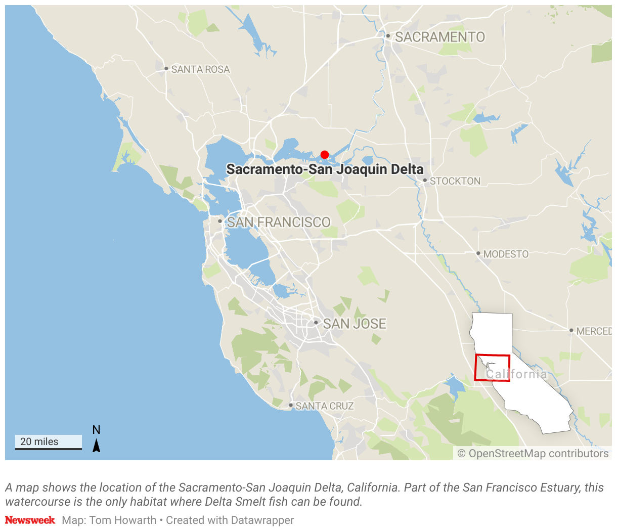 A map shows the location of the Sacramento-San Joaquin Delta, California.