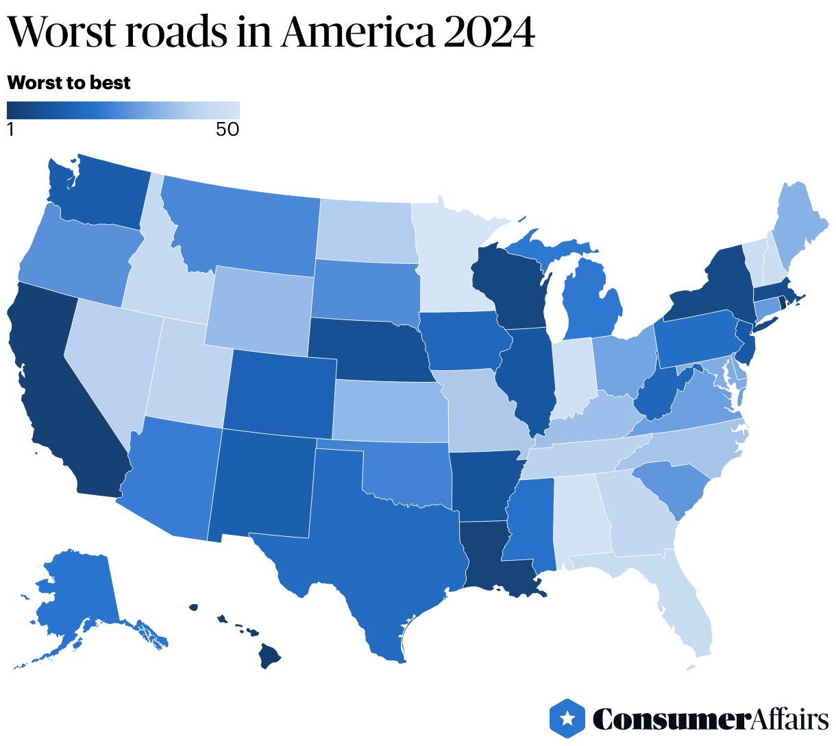 Worst roads in America 2024