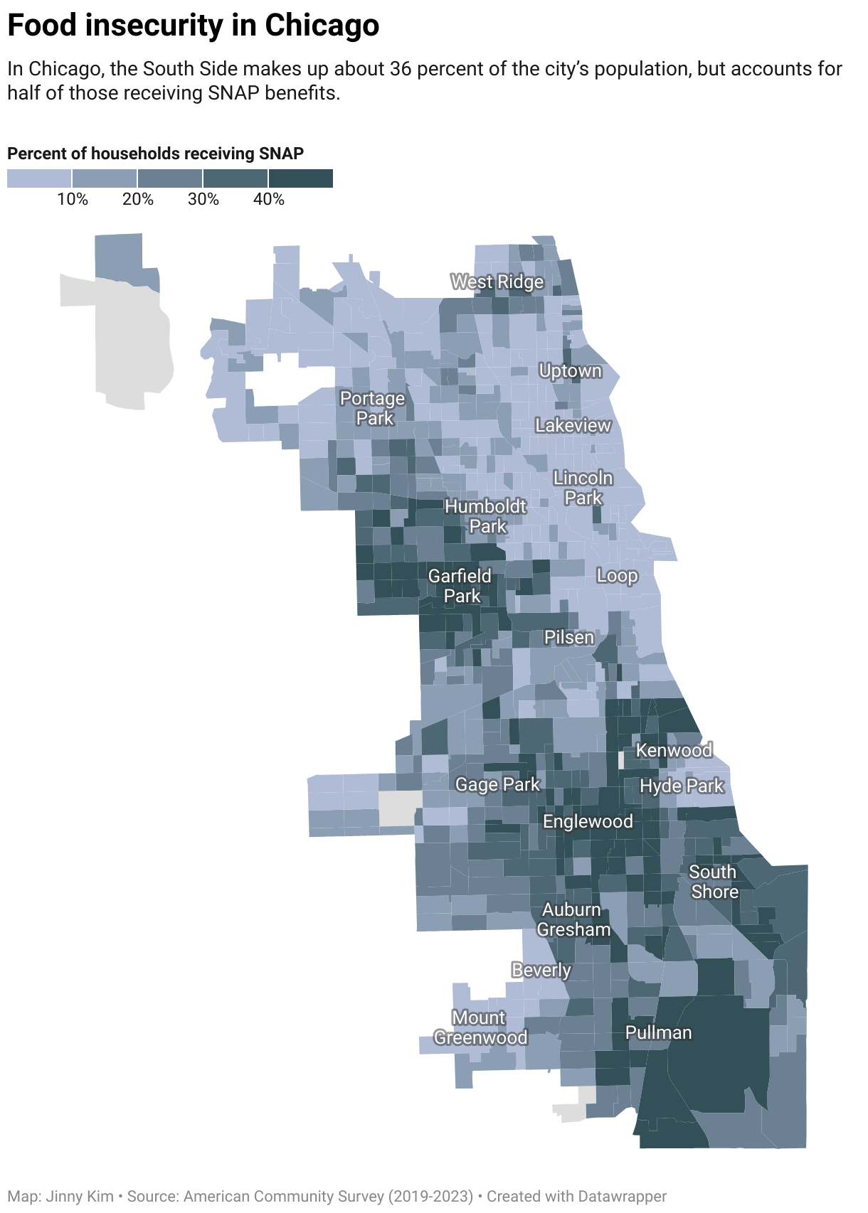 Food insecurity in Chicago (Choropleth map)