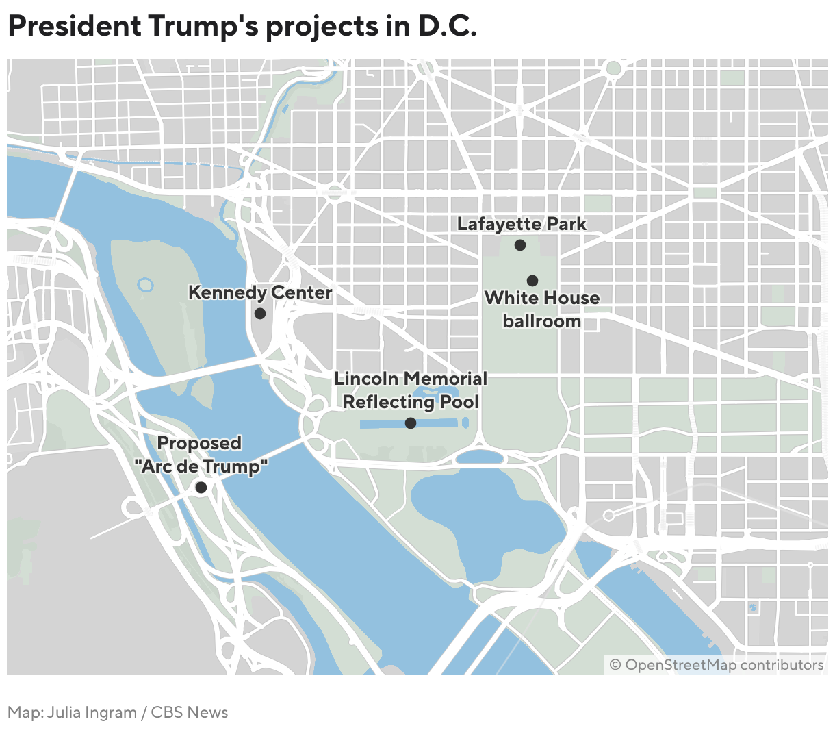 President Trump's projects in D.C. (Locator map)