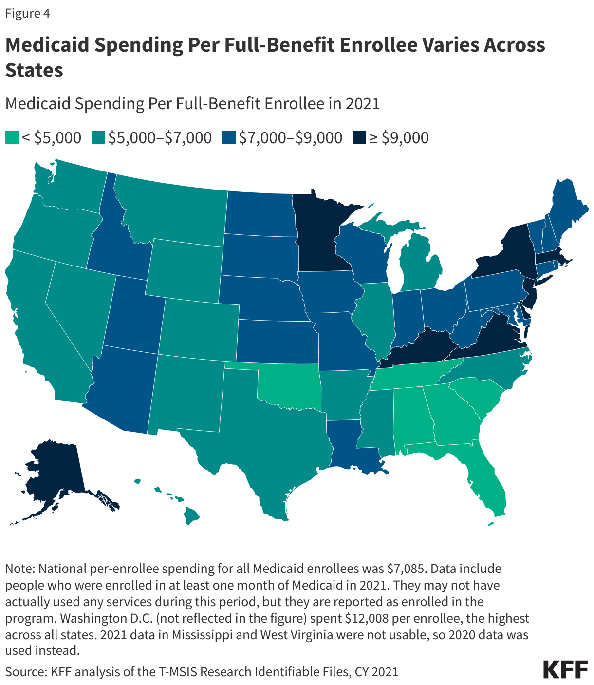 Medicaid Spending Per Full-Benefit Enrollee Varies Across State data chart