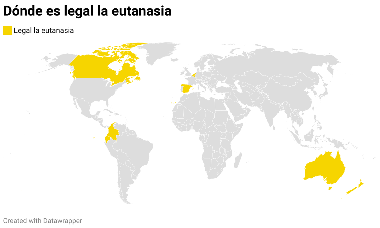 Dónde es legal la eutanasia (Choropleth map)