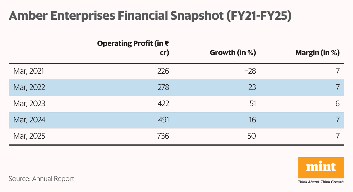 Amber Enterprises Financial Snapshot (FY21-FY25) (Table)