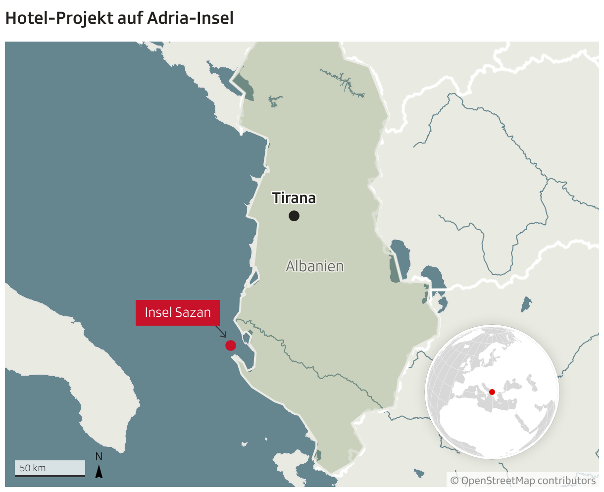 Hotel-Projekt auf Adria-Insel (Locator-Karte)
