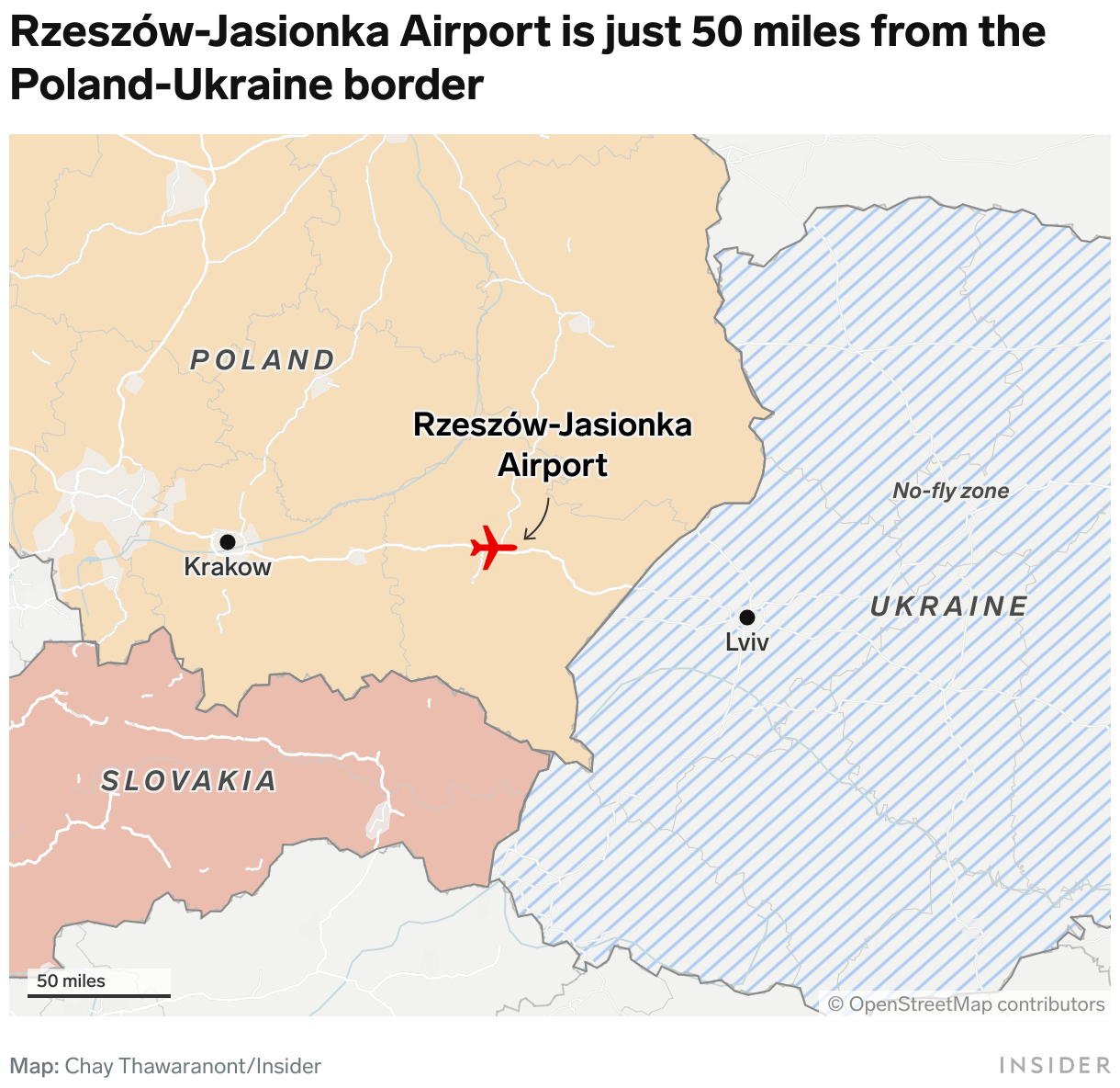 A map that shows how a civilian airport in Poland became a global hub of military support for Ukraine.