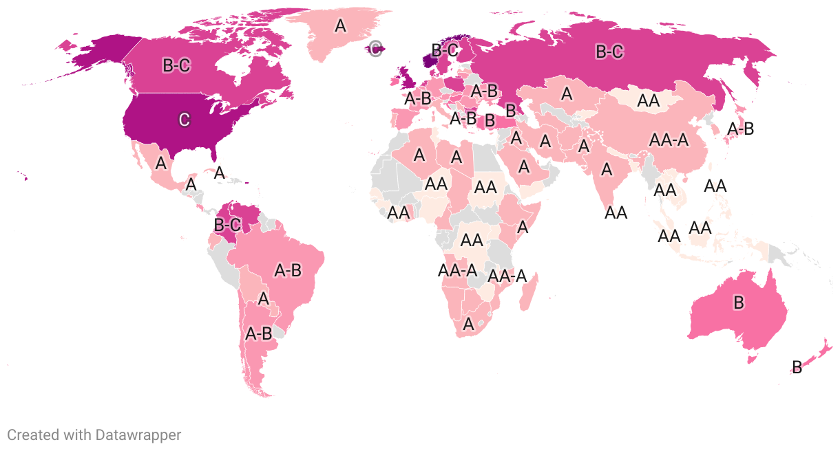Norway leads the world with largest average breast size. US ranks