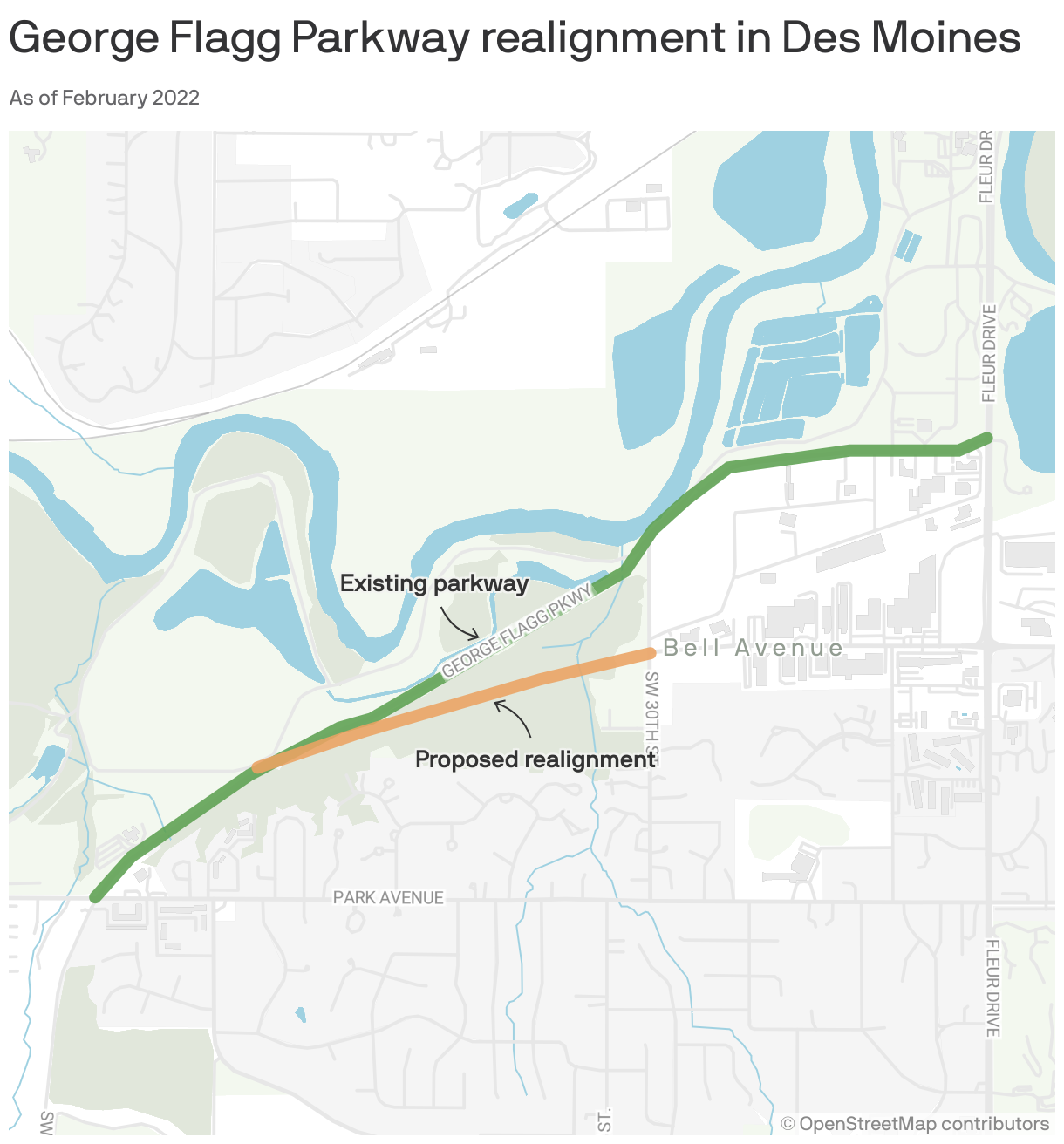 George Flagg Parkway realignment in Des Moines