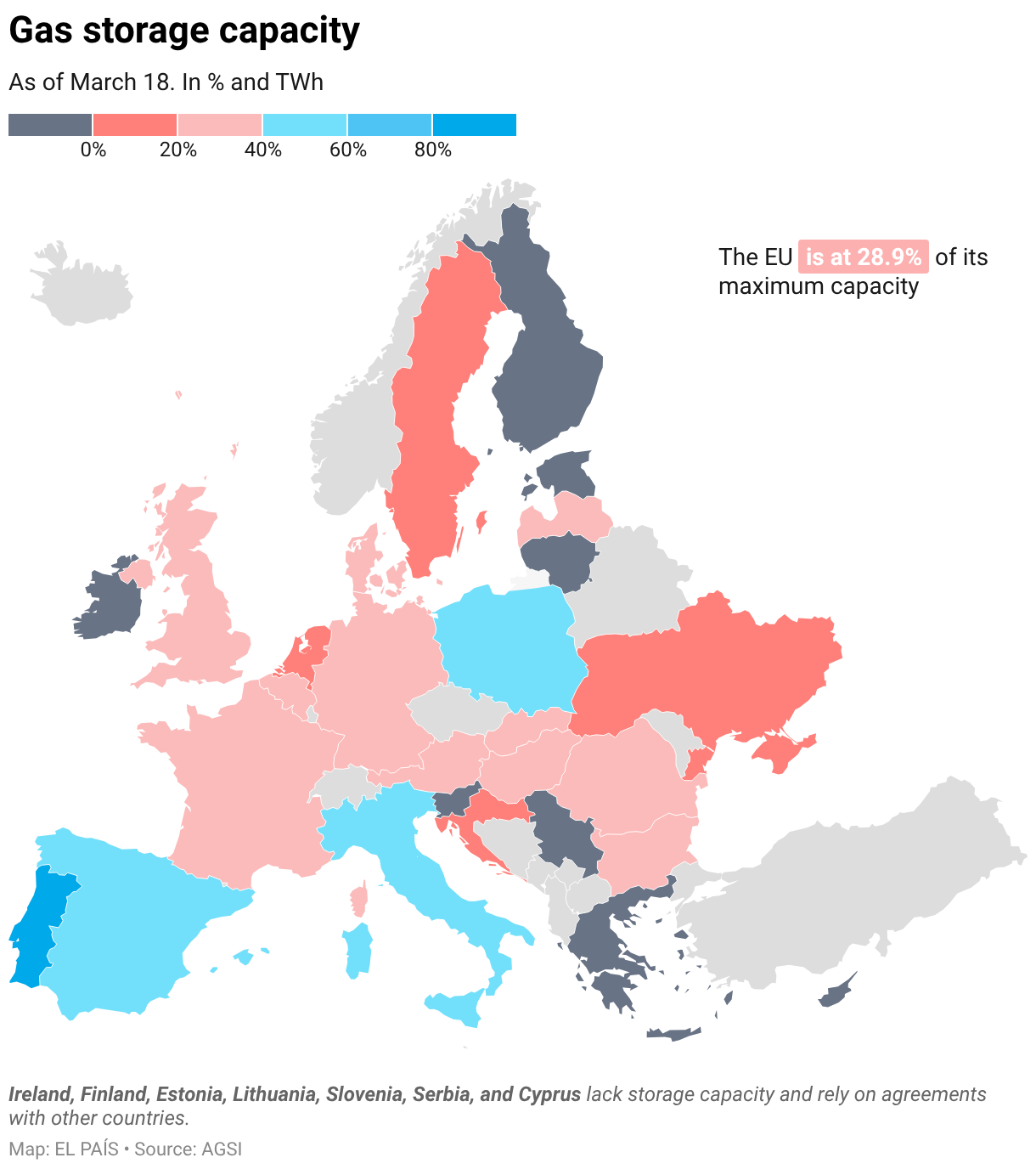 Gas storage capacity (Choropleth map)