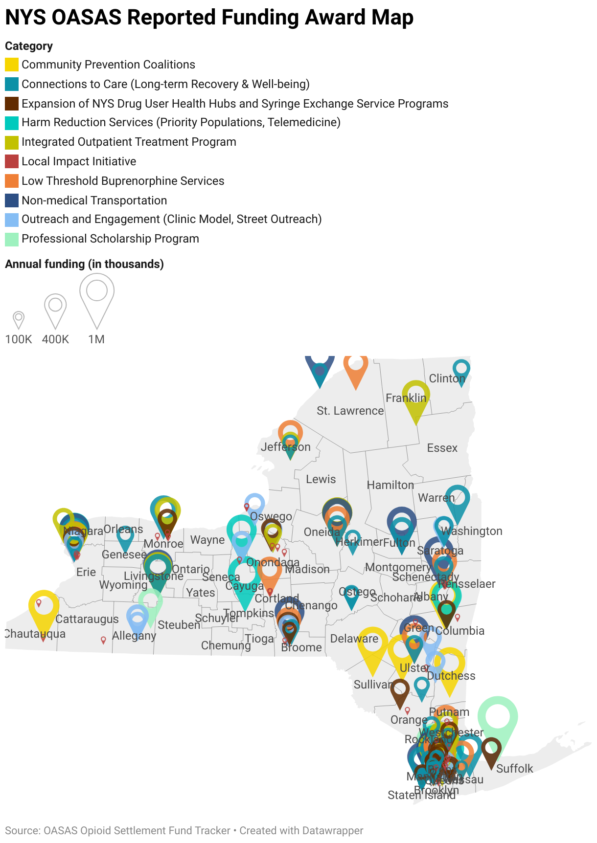 (NYS) State Opioid Settlement Fund Mapping (Symbol map)