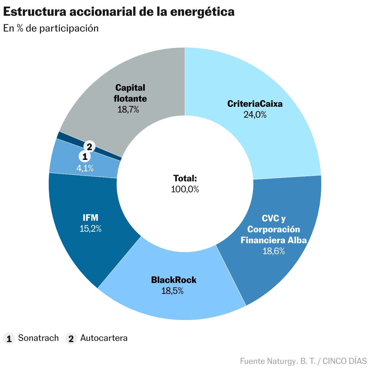Estructura accionarial de la energética (Gráfico de anillo)
