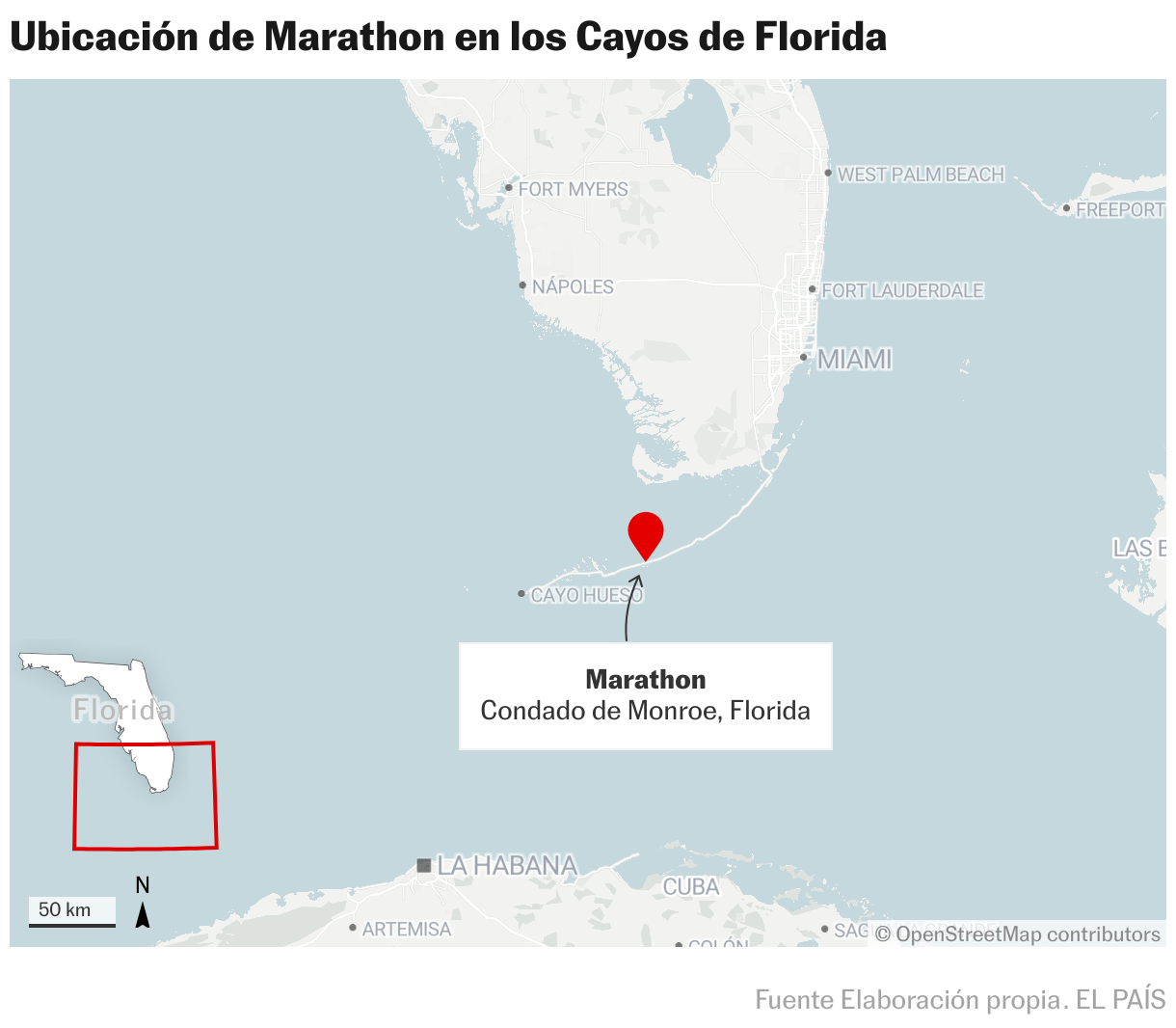 Ubicación de Marathon en los Cayos de Florida (Mapas de ubicación)