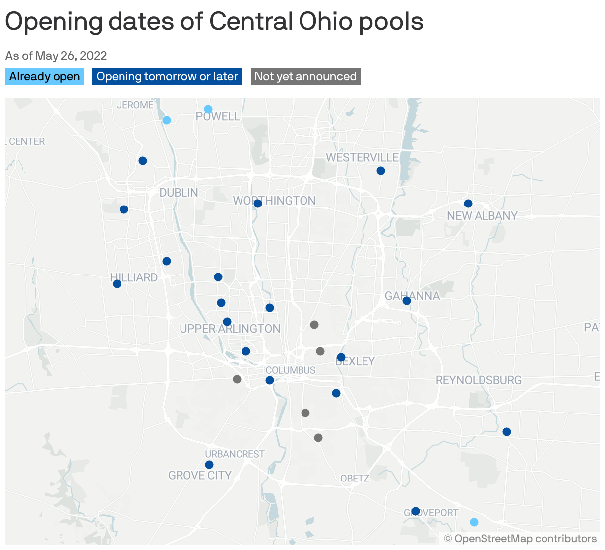 Opening dates of Central Ohio pools