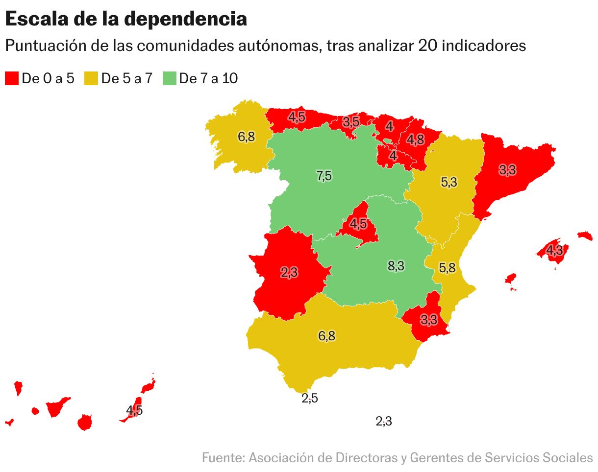 Escala de la dependencia (Mapa coroplético)