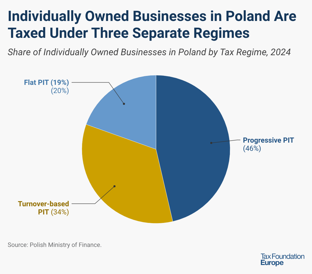 Individually Owned Businesses in Poland Are Taxed Under Three Separate Regimes (Donut Chart)