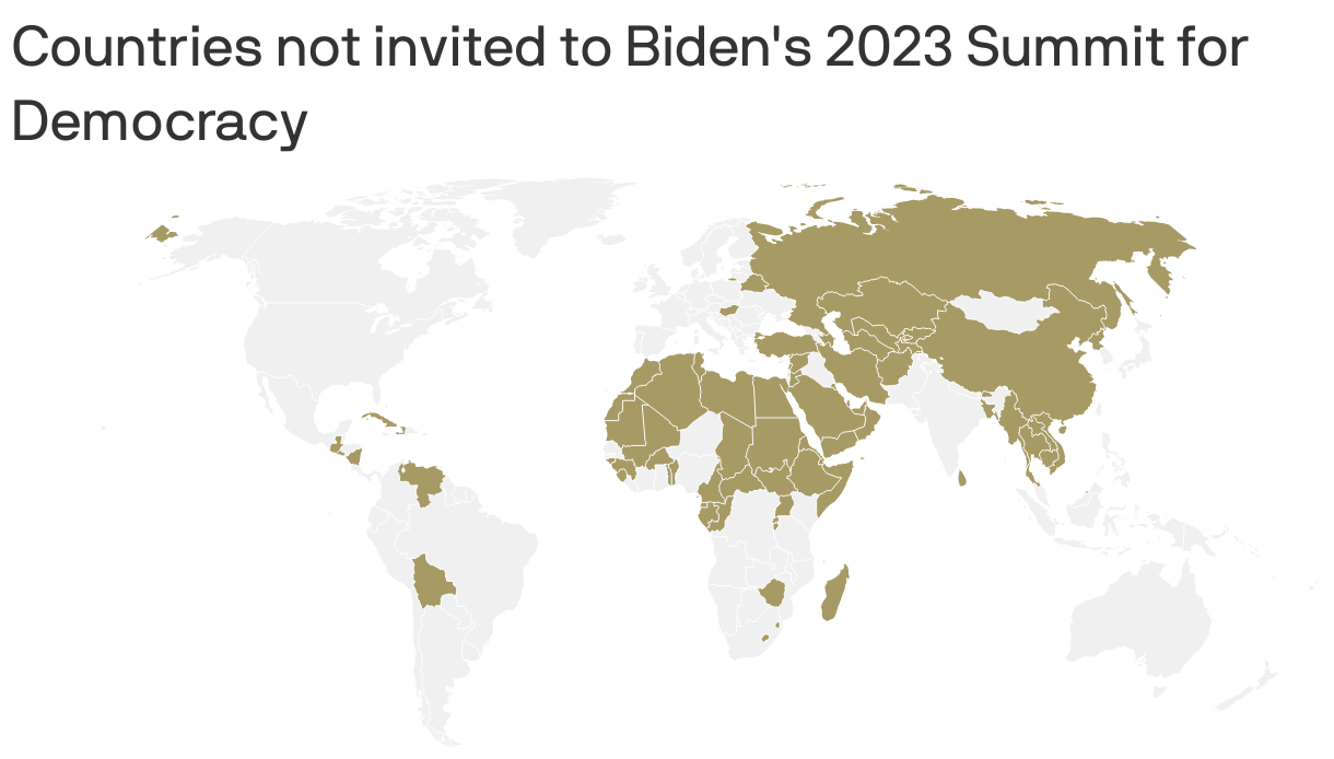 Countries not invited to Biden's 2023 Summit for Democracy