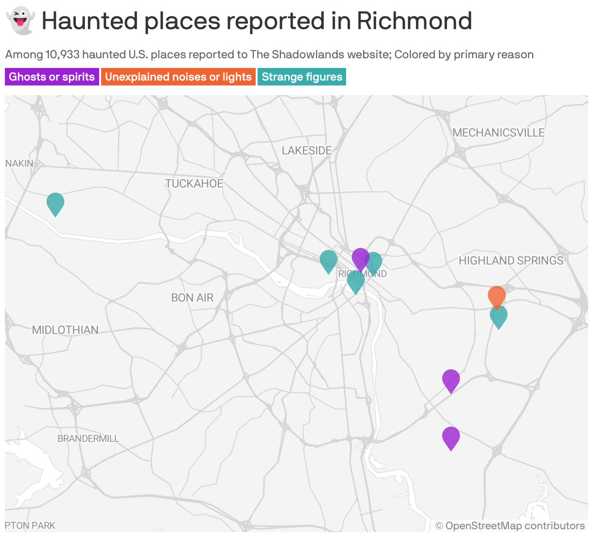 👻 Haunted places reported in Richmond