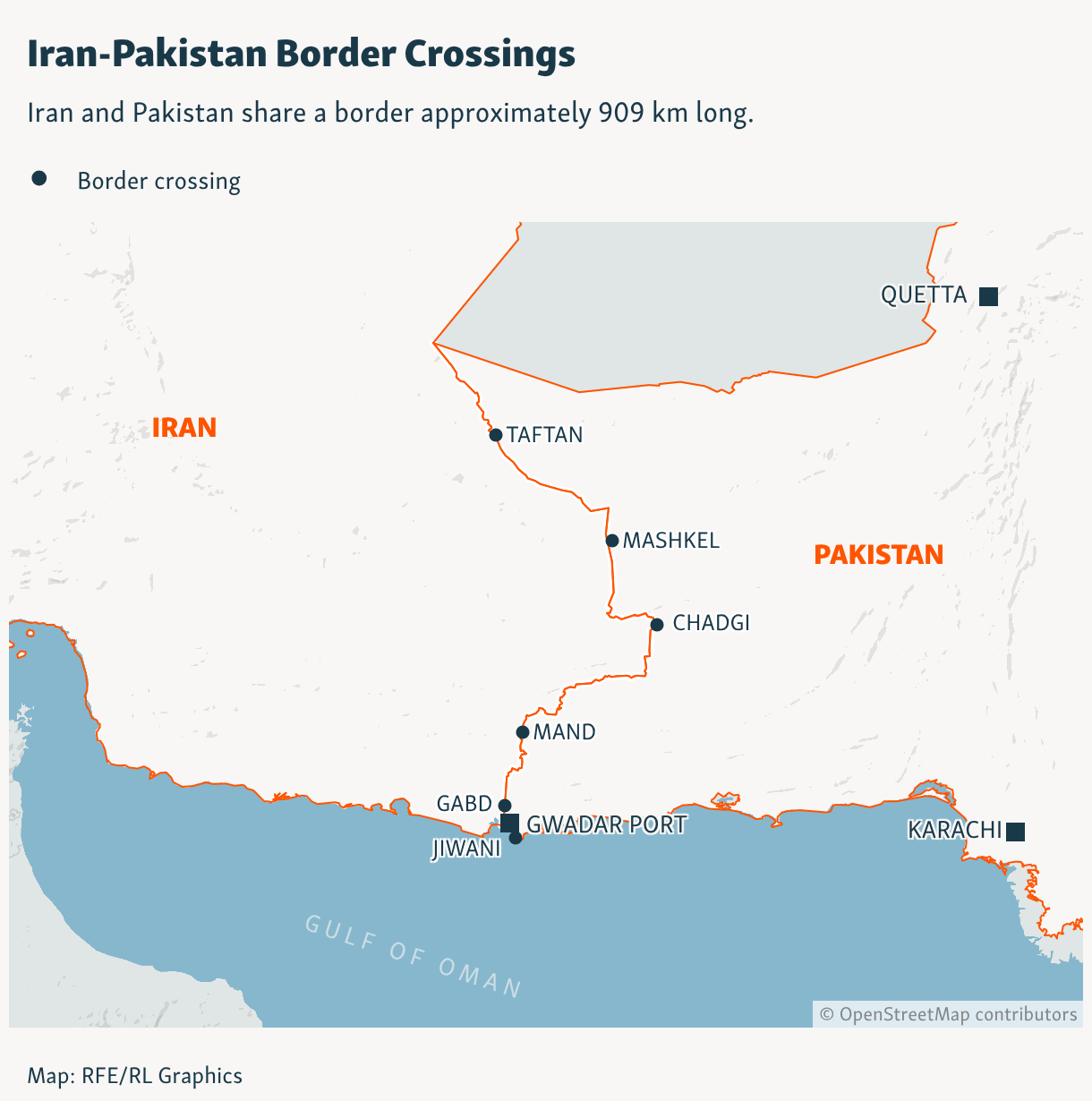 Iran-Pakistan Border Crossings (Locator map)