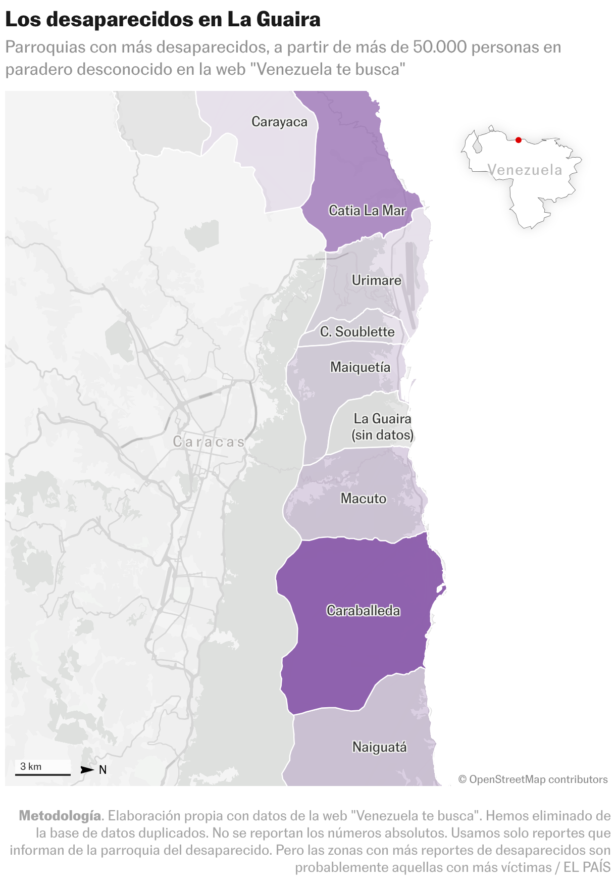 Los desaparecidos en La Guaira (Mapas de ubicación)