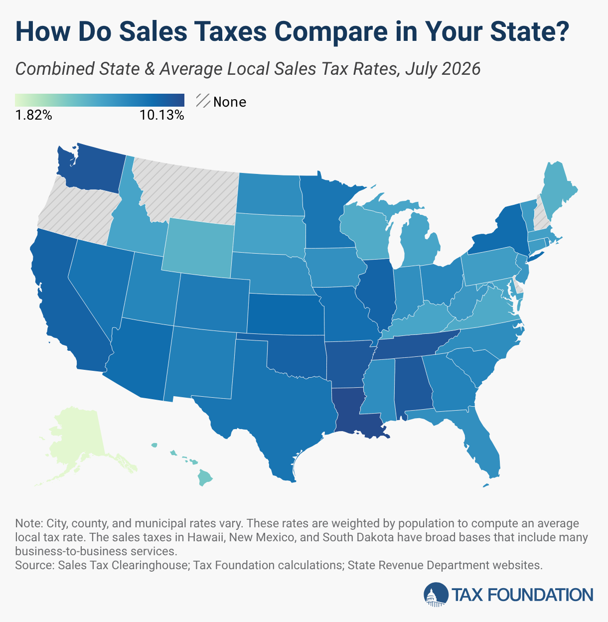 How Do Sales Taxes Compare in Your State? (Choropleth map)