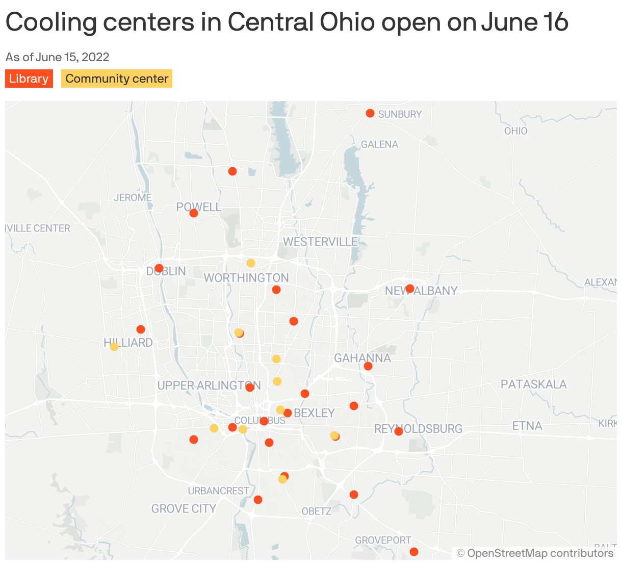 Cooling centers in Central Ohio open on June 16