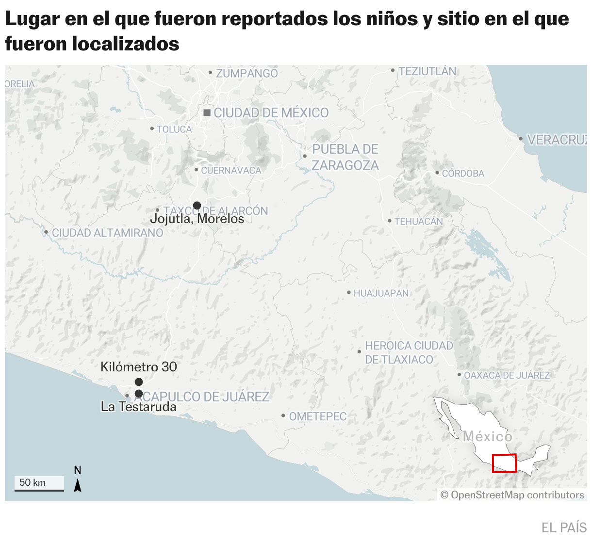 Lugar en el que fueron reportados los niños y lugar de origen (Mapas de ubicación)