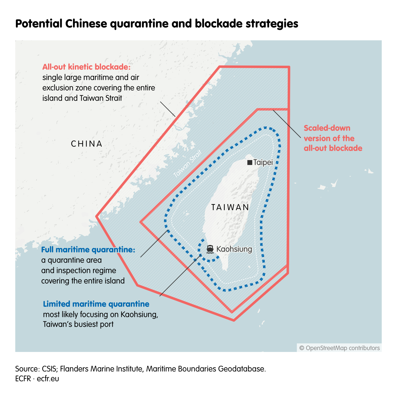 Potential Chinese quarantine and blockade strategies