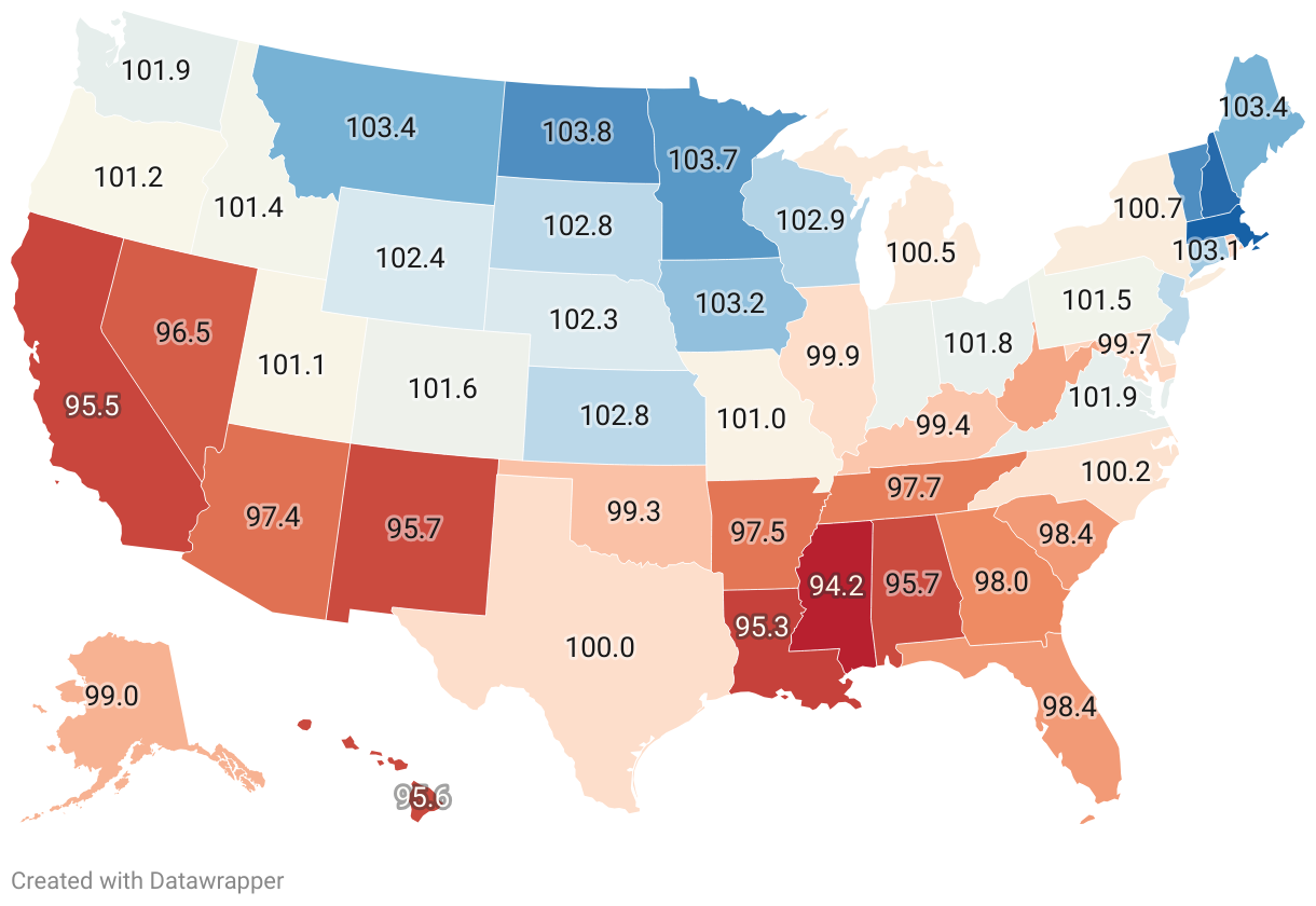 Average IQ By State 2024   Full 