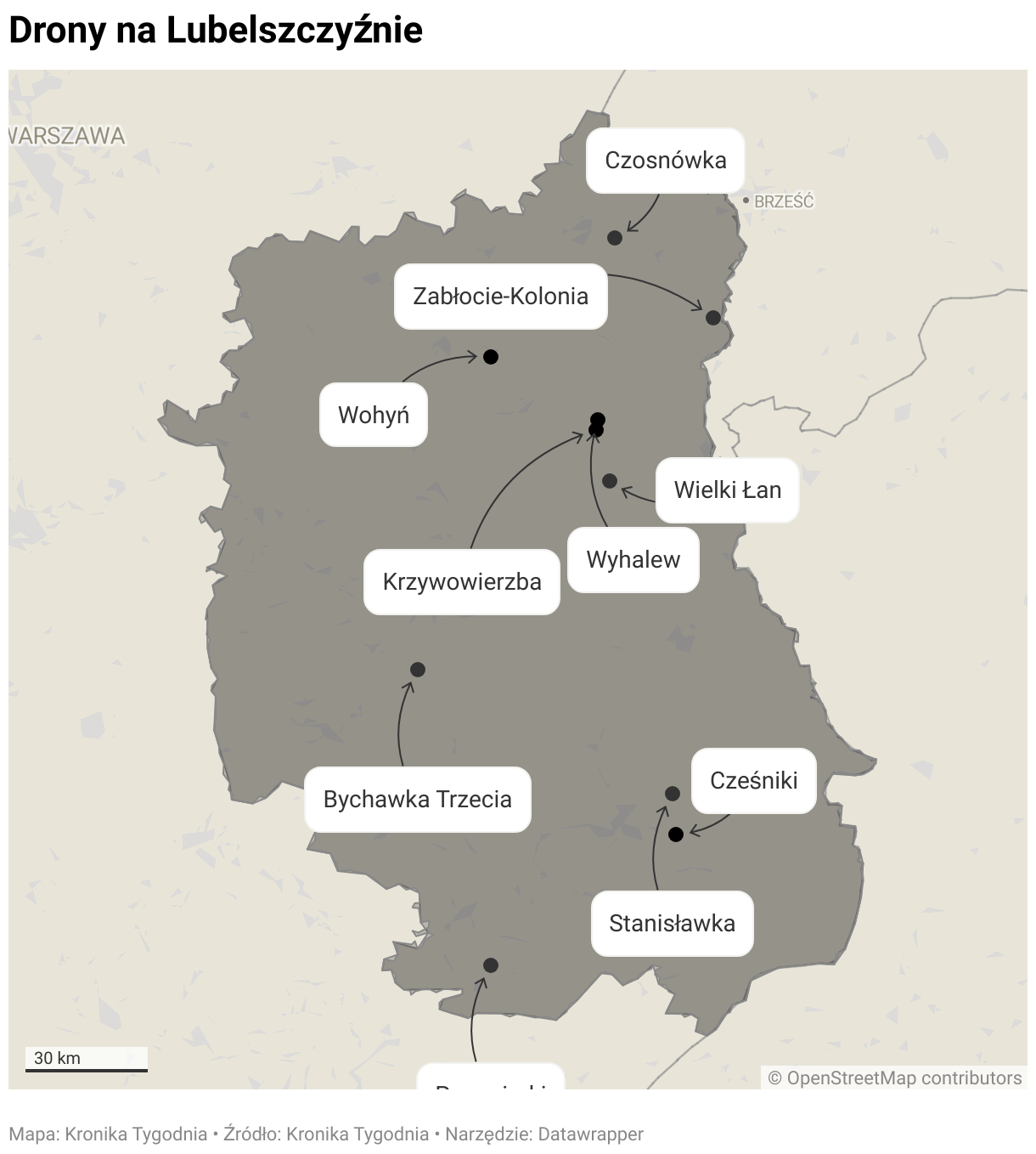 Drony na Lubelszczyźnie (Locator map)