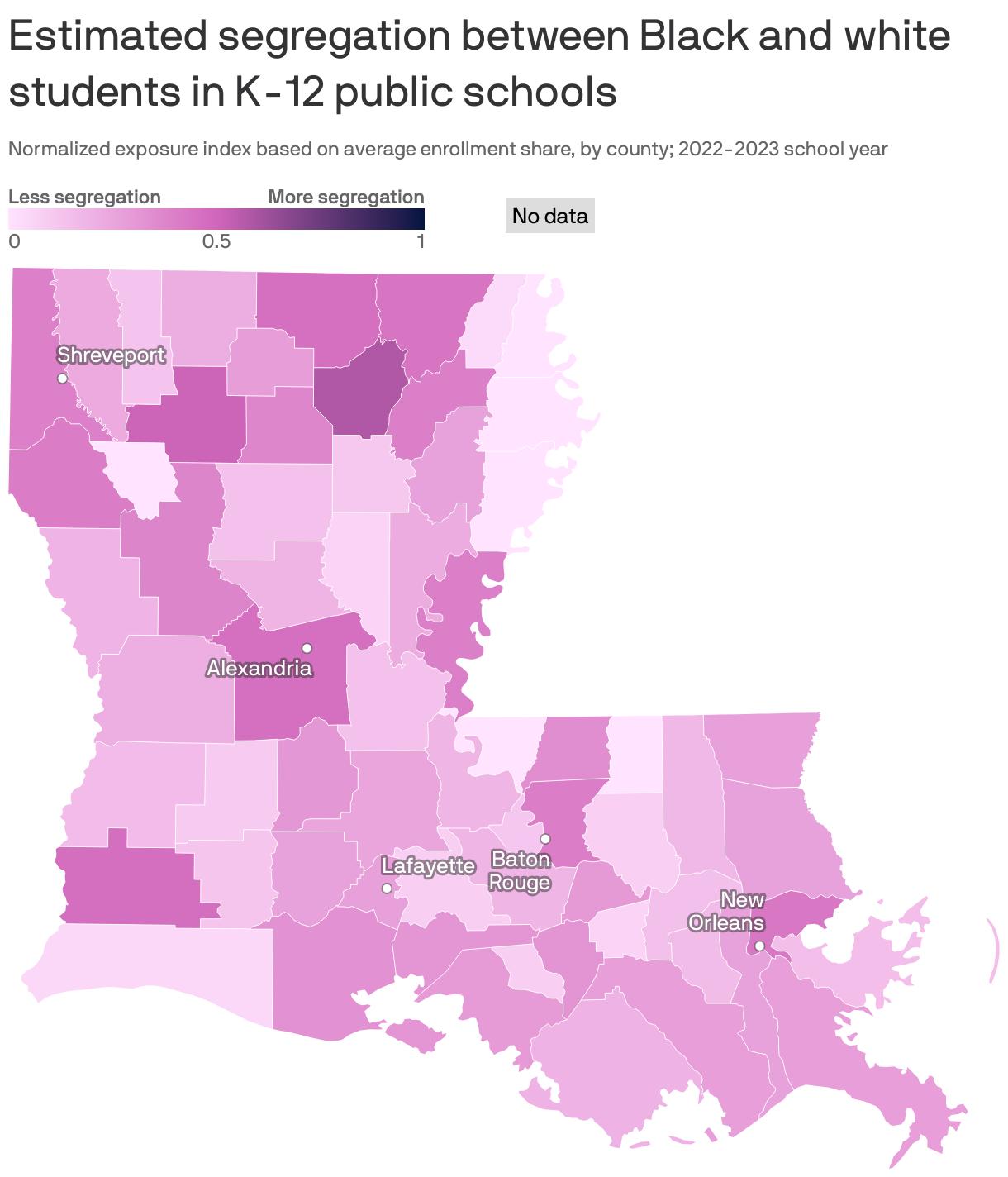 Louisiana's most segregated school systems, mapped Axios New Orleans