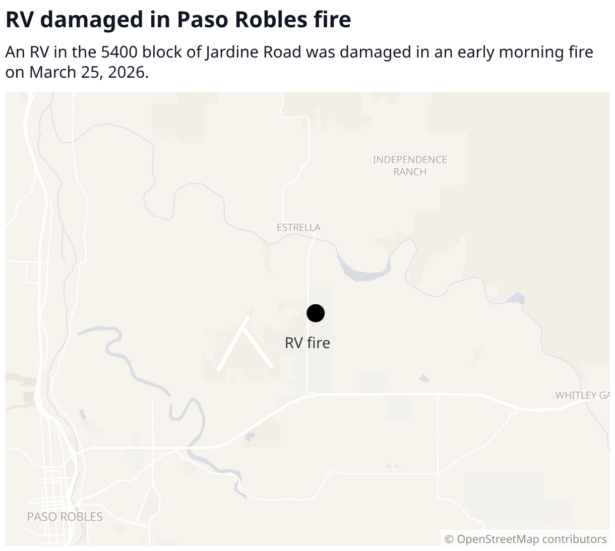 RV damaged in early morning fire in Paso Robles | San Luis Obispo Tribune