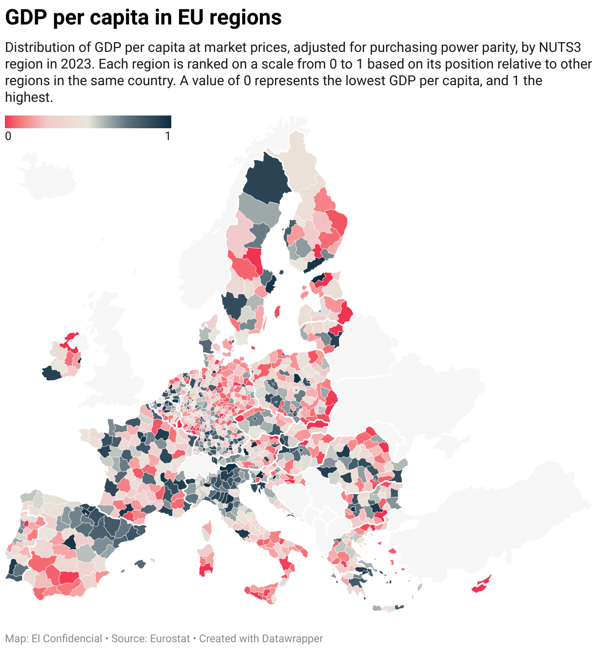 GDP per capita in EU regions (Choropleth map)