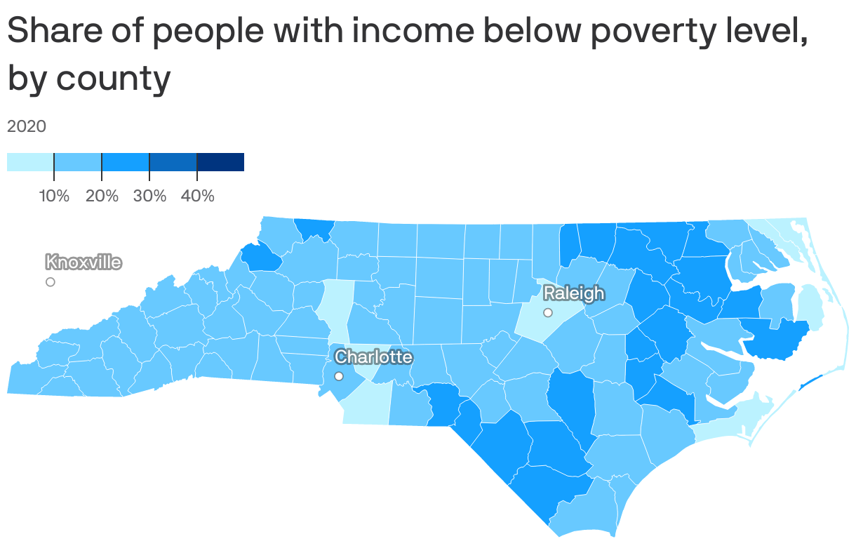 Mapping North Carolina's poverty rate by county Axios Raleigh