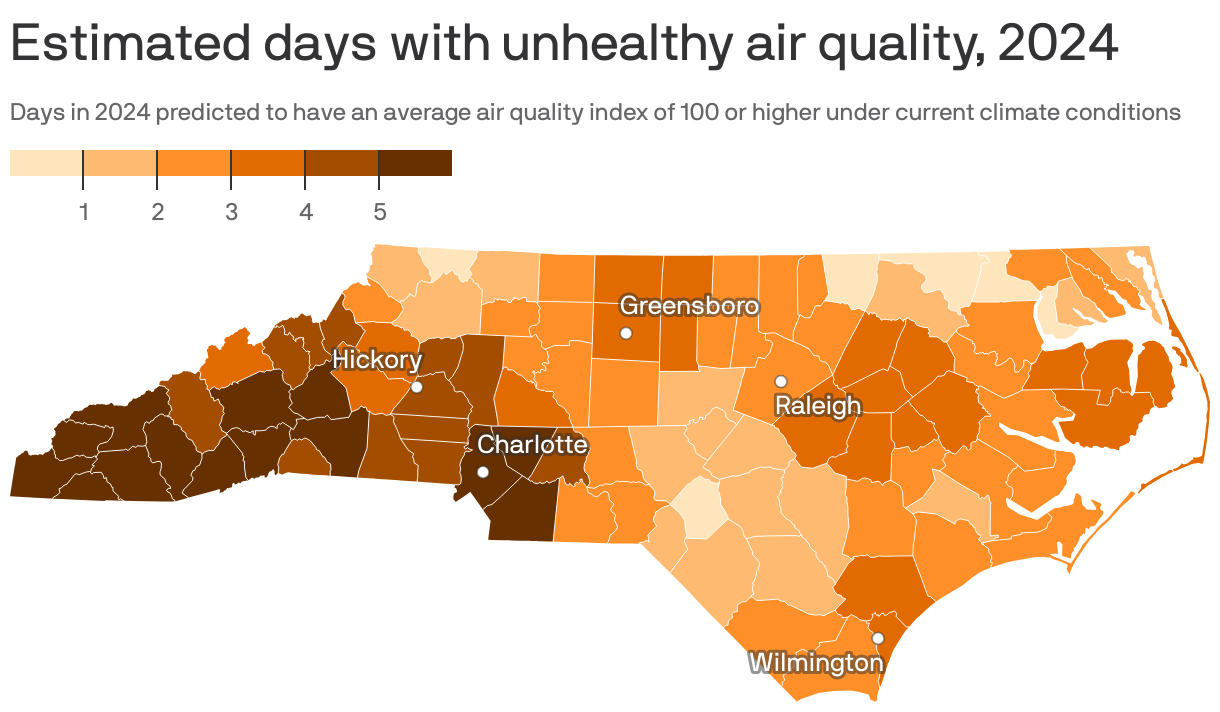 Estimated days with unhealthy air quality, 2024