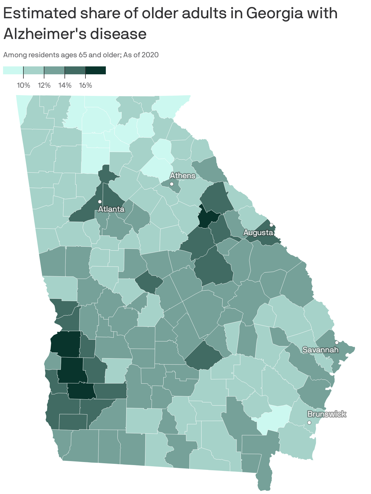 Estimated share of older adults in Georgia with Alzheimer's disease