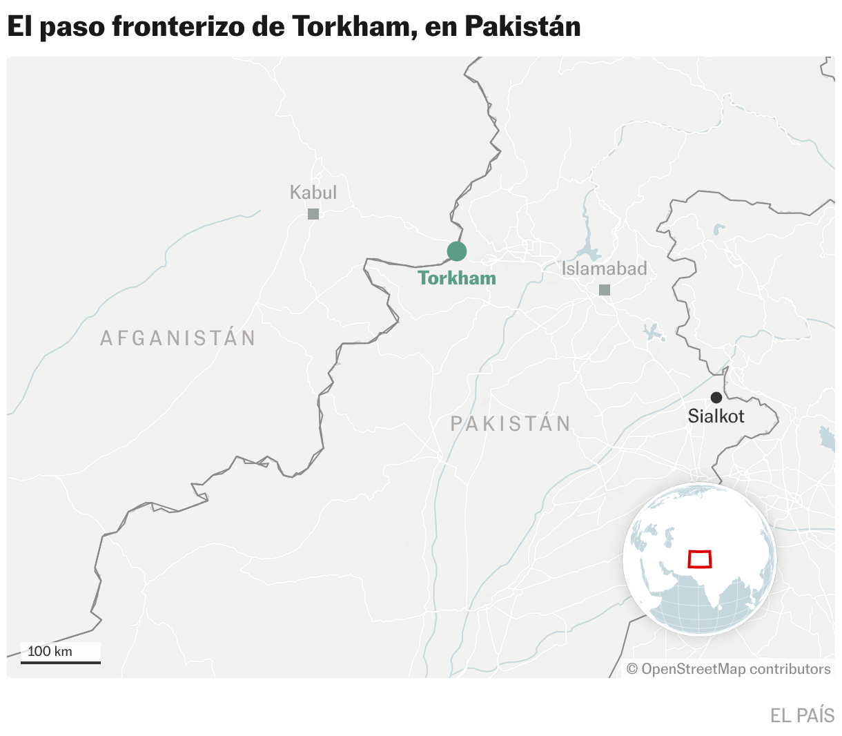 El paso fronterizo de Torkham, en Pakistán (Mapas de ubicación)