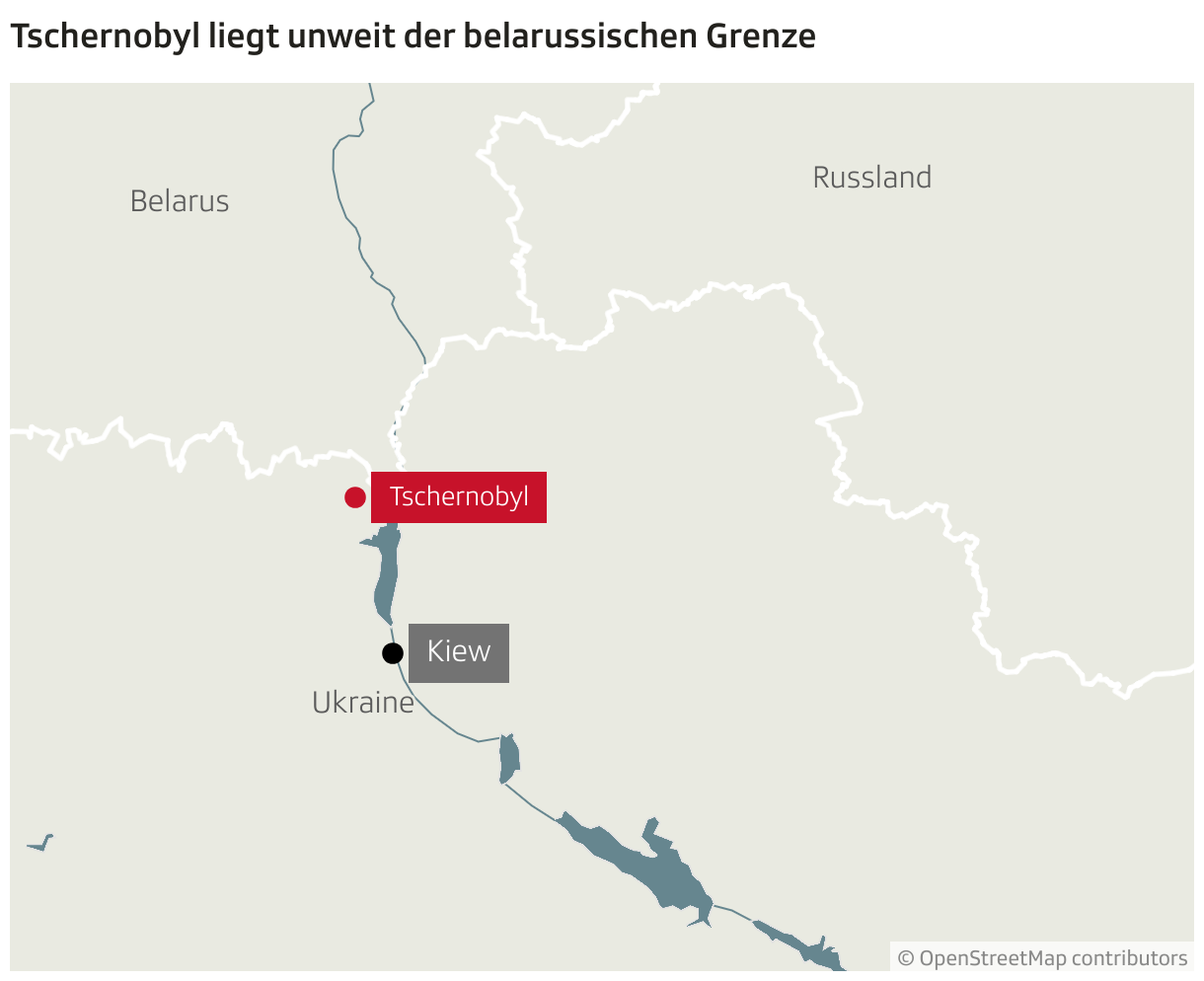 Tschernobyl liegt unweit der belarussischen Grenze (Locator-Karte)