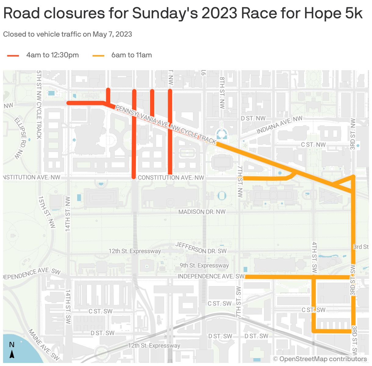 Road closures for Sunday's 2023 Race for Hope 5k