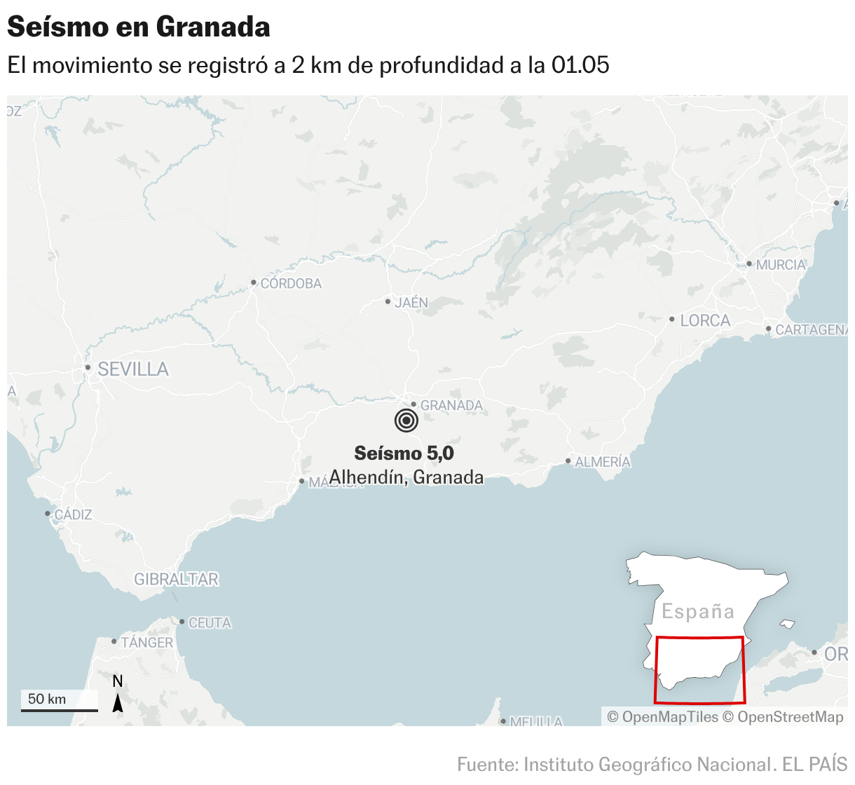 Seísmo en Granada (Mapas de ubicación)