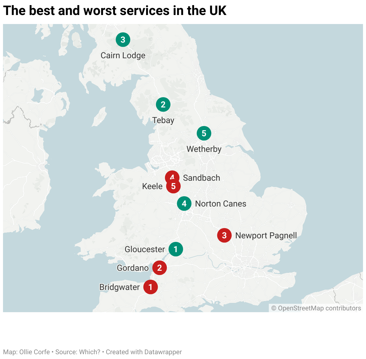 Map of UK services.