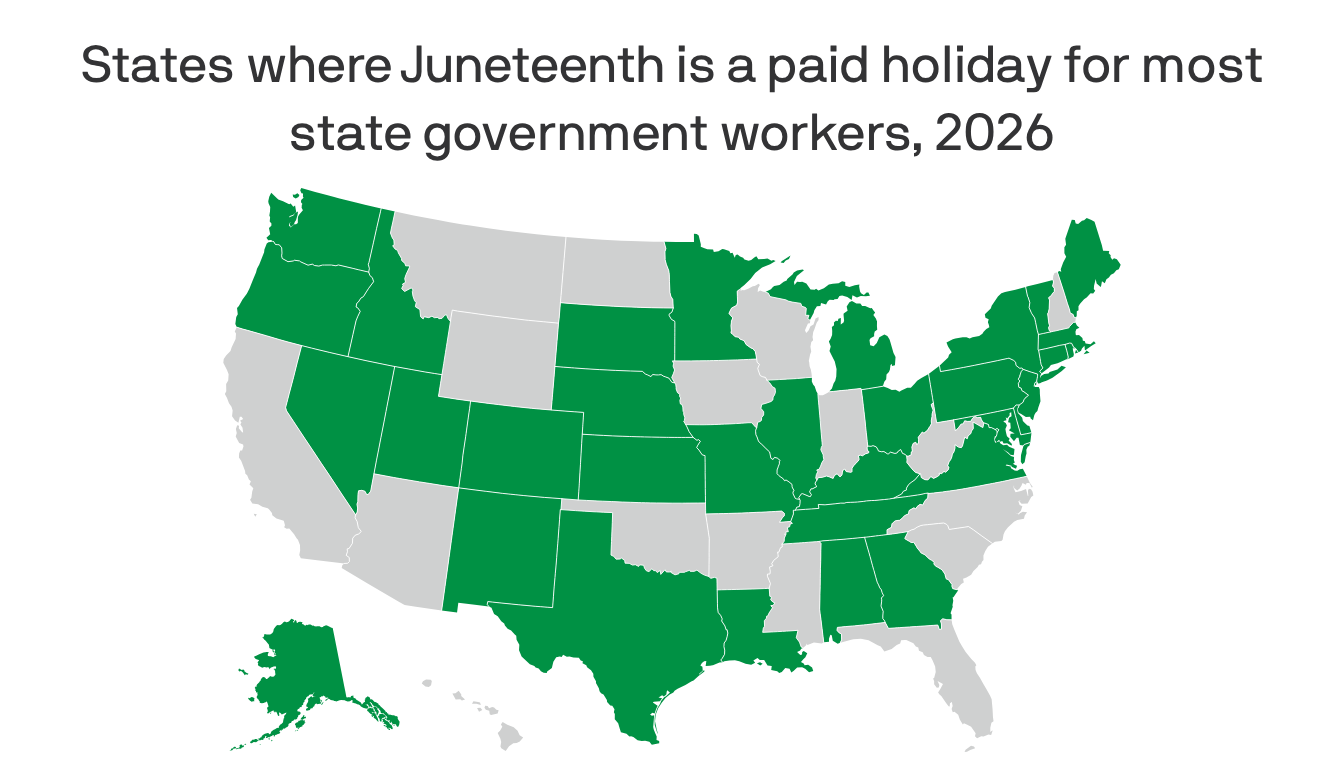 Where Juneteenth is recognized as a holiday