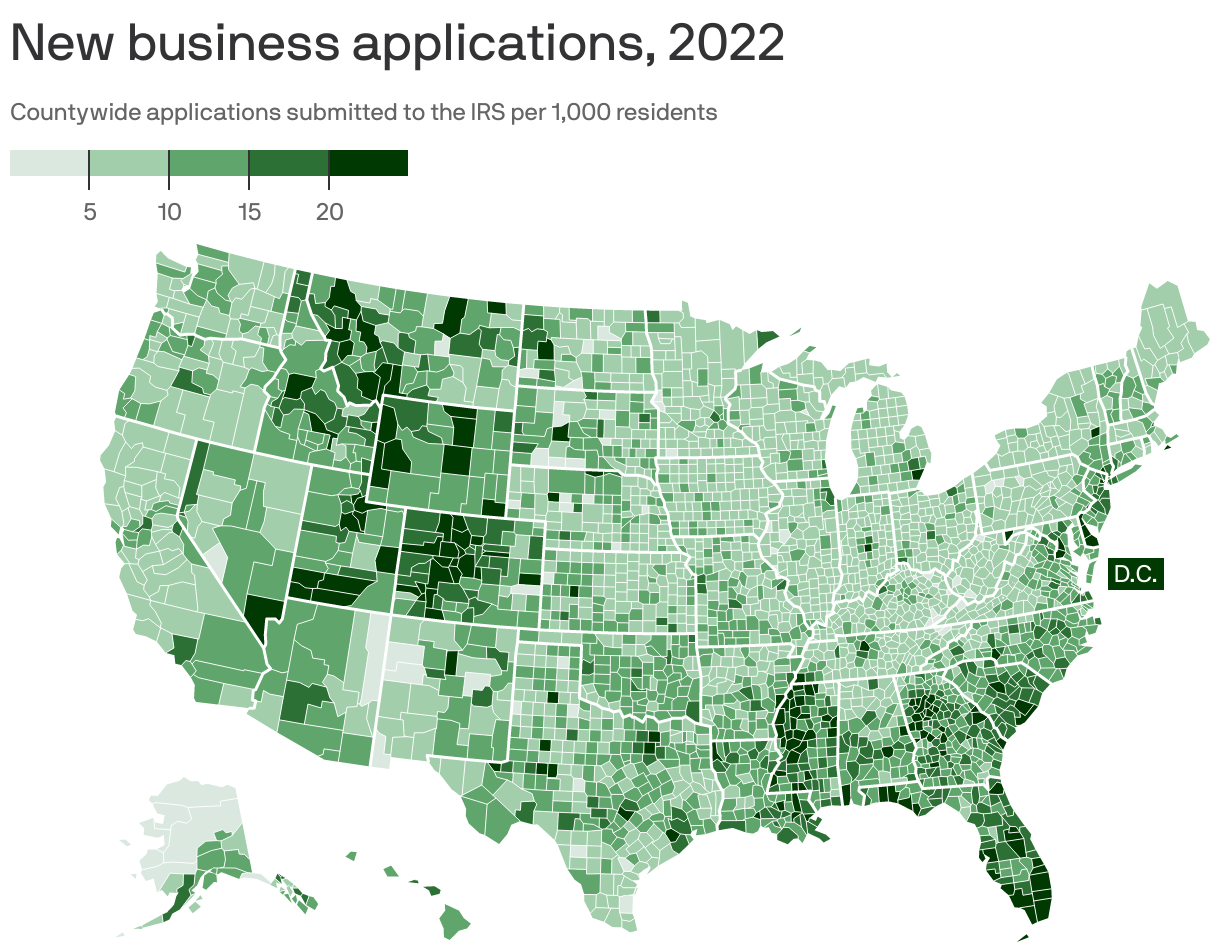 New business applications, 2022