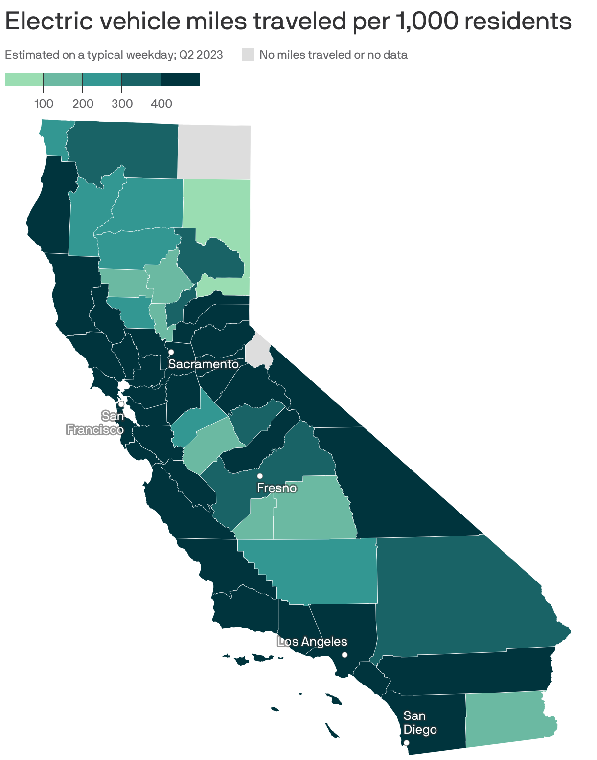 Electric vehicle miles traveled per 1,000 residents